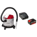 Einhell Aspirateur à cendres sans fil TE-AV 18/15 Li C-Solo PXC (Li-Ion, 18 V, puissance d’aspiration de 100 mbar, cuve de 15 L, système de nettoyage du filtre) avec Chargeur et Batterie 4,0Ah