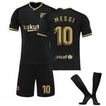 Barcelona Tröja Hemma Borta Svart Guld Rosa 10 Messi Mercy Ronaldinho Fotbollströja Set 20-21 2 XL