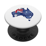 Australia Down Under Wooden Australian Flag Map Gift PopSockets Adhesive PopGrip