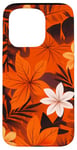 Coque pour iPhone 15 Pro Motif bordeaux tropical orange vif