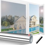 Linarun One Way Window Film 80x200 Sliver Reflective Window Films Mirror Privacy Film for Glass Windows, See Out Not In, Anti Glare UV Heat Control Privacy Vinyl, Non-Adhesive,Static Cling