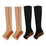 ((S/M)2 Pairs Sports Pressure Stockings Compression Zipper Stockings Long Le