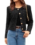 Blazer court léger pour femme, veste de bureau, Trench-Coat, manteau croisé, manches longues, noir XL