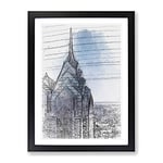 One Liberty Place In Philadelphia In Abstract Modern Framed Wall Art Print, Ready to Hang Picture for Living Room Bedroom Home Office Décor, Black A2 (64 x 46 cm)