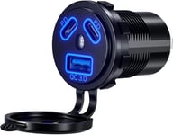 Thlevel Type C USB Car Charger Socket Dual Port Type C Fast Charger Socket Powe