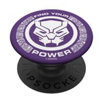 Marvel Avengers Black Panther Find Your Power Logo PopSockets PopGrip Adhésif