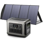 R1500 Tragbare Powerstation mit 200W Solarpanel, 1152Wh LiFePO4 Batterie mit 1800W ac Ausgang Solargenerator, 43dB Leise Betrieb Mobile