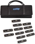 EASTTOP 10Holes Diatonic Blue Harmonica Set of 12 Harp Mouth Organ Harmonica Set