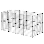 EUGAD Lapin Enclos Intérieur, Cage Modulable, DIY Parc Cochon d'Inde, Clapier Métallique Noir, Clôture Réglable, Panneaux Grillagés pour Petits Animaux Domestiques, Chiot, Chaton, Cavia