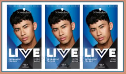 3x Schwarzkopf LIVE Men Permanent Hair Dye -Pitch Black 099- 100% Grey Coverage