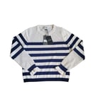 &ISLA Belle Stripe 100% Cashmere Crew Neck Jumper Midnight/Mallow, XL, RRP £265