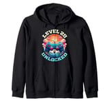 25 Year Old 25th Birthday Gift Level 25 Unlocked Gamer Zip Hoodie