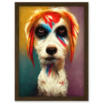 Aladdin Sane Ziggy Stardust Terrier Dog Fun Quirky Painting Artwork Framed Wall Art Print A4