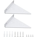 Support D'étagère,2 pièces Support Flottant Mural Robuste en Fer Invisible Triangle pour étagères Dans le Jardin d'étude de la Cuisine (130×140Blanc)