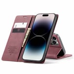 CaseMe Smart Magnet FlipCase Apple iPhone 15 Pro - Viininpunainen