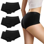 Boxer Femme Coton Culottes Shorty Femme Caleçon Femme - Culotte Femme en Coton Boxer de Sport Shorts - Hipster sous-vêtement Feminins Stretch Slips Femme Fitness Lot de 6 Noir XL