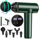 Lefity Pistolet de Massage avec 30 Niveaux Réglables et 6 Têtes de Massage Professionnel avec Écran LCD, Pistolet de Massage Musculaire pour Soulager les Douleurs Musculaires (vert intense)