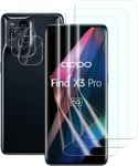 Protecteur D'écran Compatible Avec Oppo Find X3 Pro 5g,Prend En Charge Les Empreintes Digitales,Résistant Aux Rayures,Sans Bulles,Hd,3 Films En Tpu Et 2 Caméras En Verre Trempé[X1354]