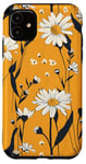 Coque pour iPhone 11 Motif floral floral rétro bohème jaune