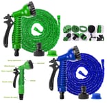 50/75/100/150/200ft Expanding Expandable Elastic Garden Hose Pipe With Spray Gun