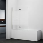 Marwell Paroi de baignoire pliante Pulse 2 115 cm x 140 cm x 5 cm, éléments en verre de sécurité de 6 mm avec profilé en aluminium blanc