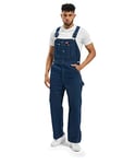 Dickies Men's Bib Overall Loose Fit Jeans, Blue (Bleu Rnsd Ind/Blu), 32W 30L UK