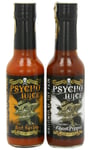 Psycho Juice Set Of 2 Hot Chilli Sauces Extreme Ghost Pepper & 70% Red Savina