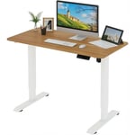 Woltu - Bureau Assis Debout Électrique avec Plateau 120x60cm, Réglable en Hauteur, Chêne + Cadre Blanc