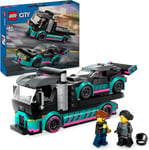 LEGO City Race Car and Car Carrier Truck Toy, Vehicle and Transporter Building 6