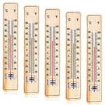 Lot De 5 Thermomètres D'Intérieur Analogiques En Bois-Résistant Aux Intempéries-Pour Le Jardin Et L'Intérieur