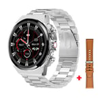 Montre Connect¿¿E Tws Pour Hommes",Smartwatch,Moniteur D'activit¿¿ Physique,De Fr¿¿Quence Cardiaque Et De Pression Art¿¿Rielle,¿¿Tanche Ip67,Avec Casque Bluetooth,"Appel T¿¿L¿¿Phonique - Type Silver Steel