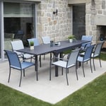 Ozalide Table de Jardin Extensible Honfleur 8P en Aluminium 135<270x90x75 cm