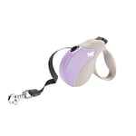 Ferplast Laisse Chien Enrouleur Amigo Mini, Laisse pour Petits Chiens jusqu'à 12 Kg. Sangle Extensible Max 3 m. Bouton de Verrouillage et de déverrouillage Unique, Beige, Couvercle Violet