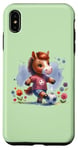Coque pour iPhone XS Max Adorable cheval jouant au football sur fond vert