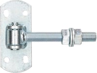 Charnière de porte galvanisée Filetage M 16 mm avec trou oblong réglable avec plaque de fixation Charnière de portail avec pince à ressort Charnières de portail suspendues Argenté