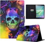 Housse Pour Samsung Galaxy Tab S2 9.7 Pouces Sm-T810/T815 Etui Tablette Samsung S2 Avec Fentes Pour Cartes Protection Tablette Samsung Galaxy Tab S2 Crâne