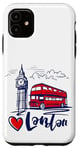 iPhone 11 I Love London UK Sketch Drawing Novelty Cool Graphic London Case