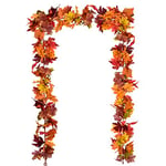 DearHouse Lot de 2 guirlandes d'automne en Feuilles d'érable, 1,5 m/pièce, 7 Couleurs à Suspendre, Guirlande de Feuillage d'automne Artificiel, décoration de Thanksgiving, décoration pour la Maison,