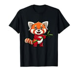 Adorable Red Panda Holding Bamboo Cute Art T-Shirt