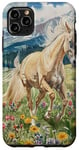 Coque pour iPhone 11 Pro Max Aquarelle Running Palamino Horse in Meadow