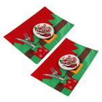 2 PCS Set Dish Bowl Food Placemat Mat Christmas Party