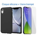 Coque pour iPhone XS MAX -Silicone Noir + 1 Vitre Verre Trempé -Boutique AntechPro