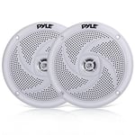 Pyle Paire d'enceintes Marines PLMRS5W – Système Audio stéréo d'extérieur 2 Voies étanches et résistantes aux intempéries avec Puissance de 180 W et Profil Bas – 1 Paire – PLMRS5W (Blanc)