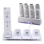 NCONCO Station de chargement 4 en 1 pour manette Wii avec 4 piles rechargeables et indicateurs LED Noir/blanc