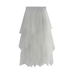 Kvinnors tyllkjol med elastisk midja och mesh, lång kjol white
