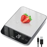 10kg Digital Kitchen Scales,waterproof, Usb Rechargeable Food Scales with Led 