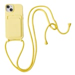 Silikonskal Kortfack + Halsband iPhone 14 gul