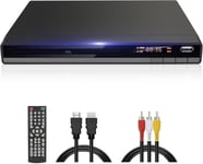 Lecteur DVD HD, DVD-168 Lecteurs DVD Multi-Régions Gratuits pour TV, Lecteur DVD CD pour Système Stéréo Domestique avec Entrée USB, Sortie HDMI, Sortie RCA, PAL NTSC Intégré, Mise à l'échelle 1080P