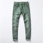 Jeans Pants High WaistMens Colored Jeans Stretch Skinny Jeans Men Fashion Casual Slim Fit Denim Trousers Male Green 33 Green