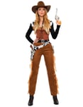 Brun Cowgirl Cowboy Dame - Kostyme